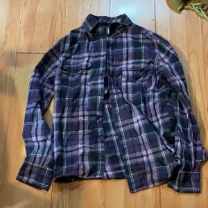 Purple and Black Plaid Shirt